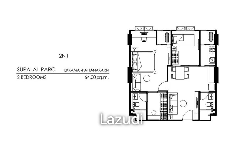 Condominio de 2 dormitorios en Suan Luang, Thailand No. 24633