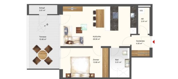 Квартира с 2 комнатами в Хёрбранц, Австрия № 212640 2