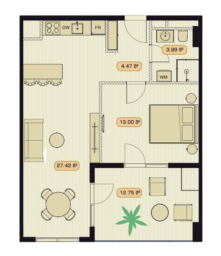 1 bedroom Apartment in Tbilisi, Georgia No. 1348