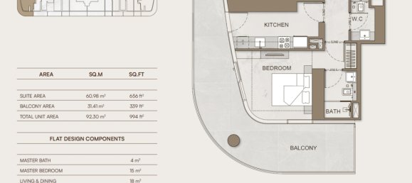 1 غرف نوم شقة في Binghatti Skyhall, الخليج التجاري, UAE رقم 65242 2