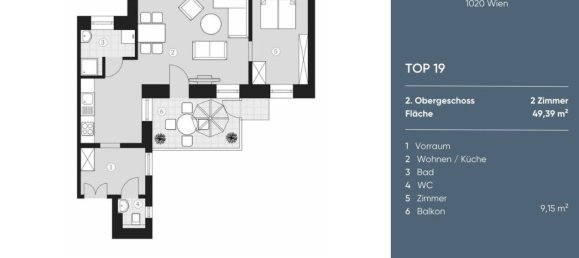 2 rooms Apartment in Leopoldstadt, Austria No. 195457 12