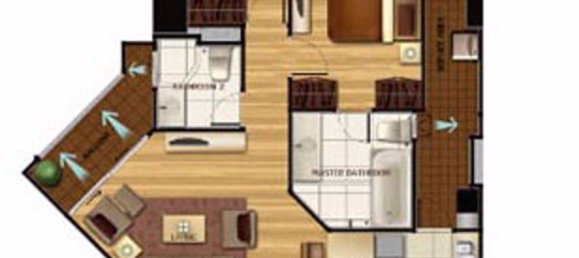 Кондоминиум  с 2 спальнями в Belle Grand Rama 9, Бангкок, Таиланд № 30259 2