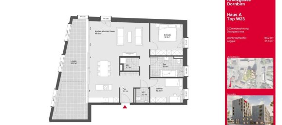 3 rooms Apartment in Dornbirn, Austria No. 77638 4
