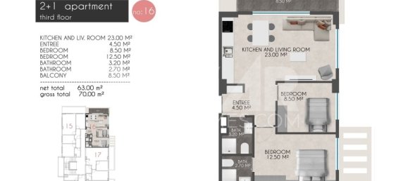 Wohnung 2+1 in Alanya, Turkey, Nr. 14459 16