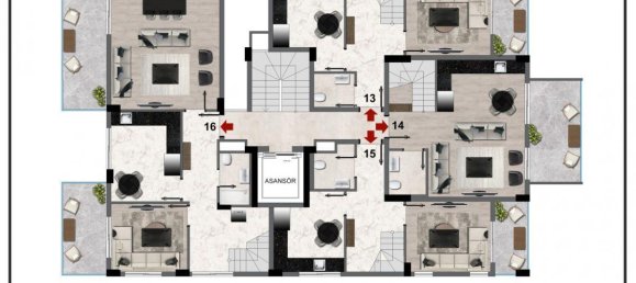 Пентхаус с 2 комнатами в Аланья, Турция № 29866 2