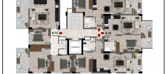 Пентхаус с 2 комнатами в Аланья, Турция № 29866 9