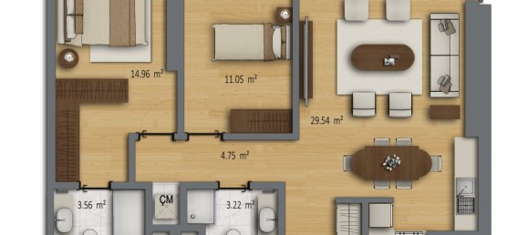 Apartamento 2+1 em Sisli, Turkey N.º 366 2