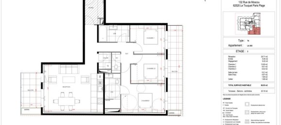 Квартира с 3 спальнями в Ле-Туке-Пари-Плаж, Франция № 69422 2