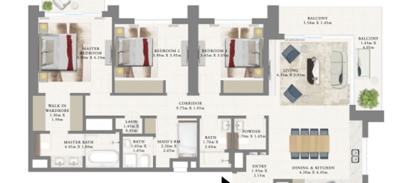 1 غرف نوم شقة في خور دبي, UAE رقم 121259 6