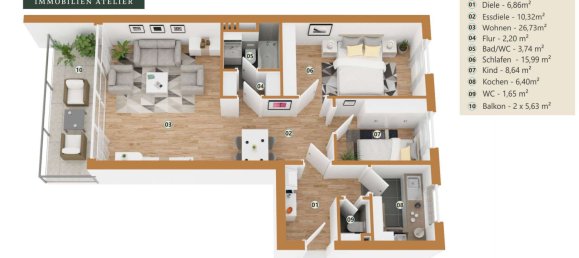 2 Schlafzimmer Wohnung in München, Germany, Nr. 143297 8