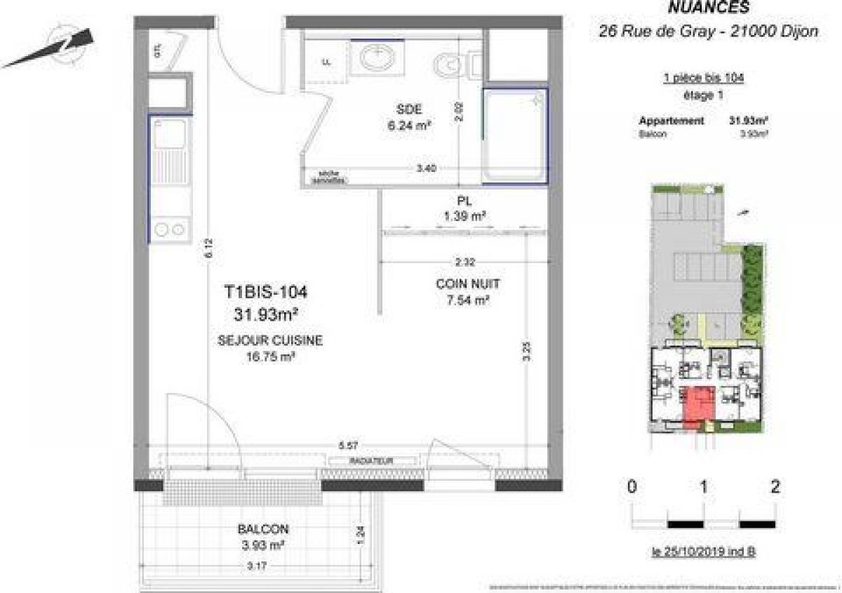 Estúdio em condomínio em Dijon, France N.º 2328