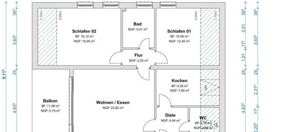 2 chambres Appartement à Offenbach, Germany No. 211681 10
