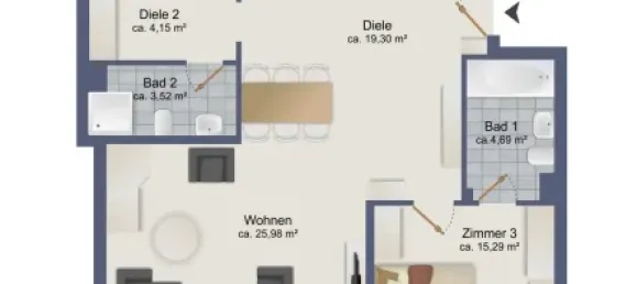 3 Schlafzimmer Wohnung in Wandsbek, Germany, Nr. 42353 17