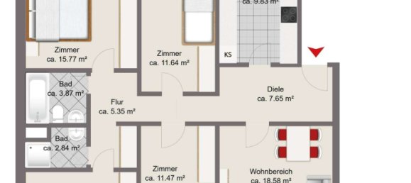 Квартира с 5 комнатами в Остерхольц, Германия № 139659 20