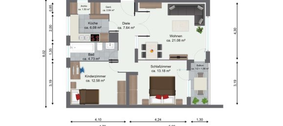 3-salle Appartement à Mariendorf, Germany No. 34428 10