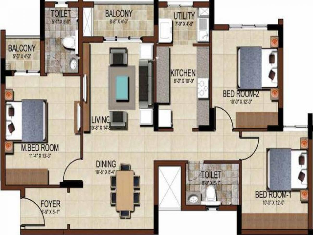 Дом с 3 спальнями в Бангалор, Индия № 44108