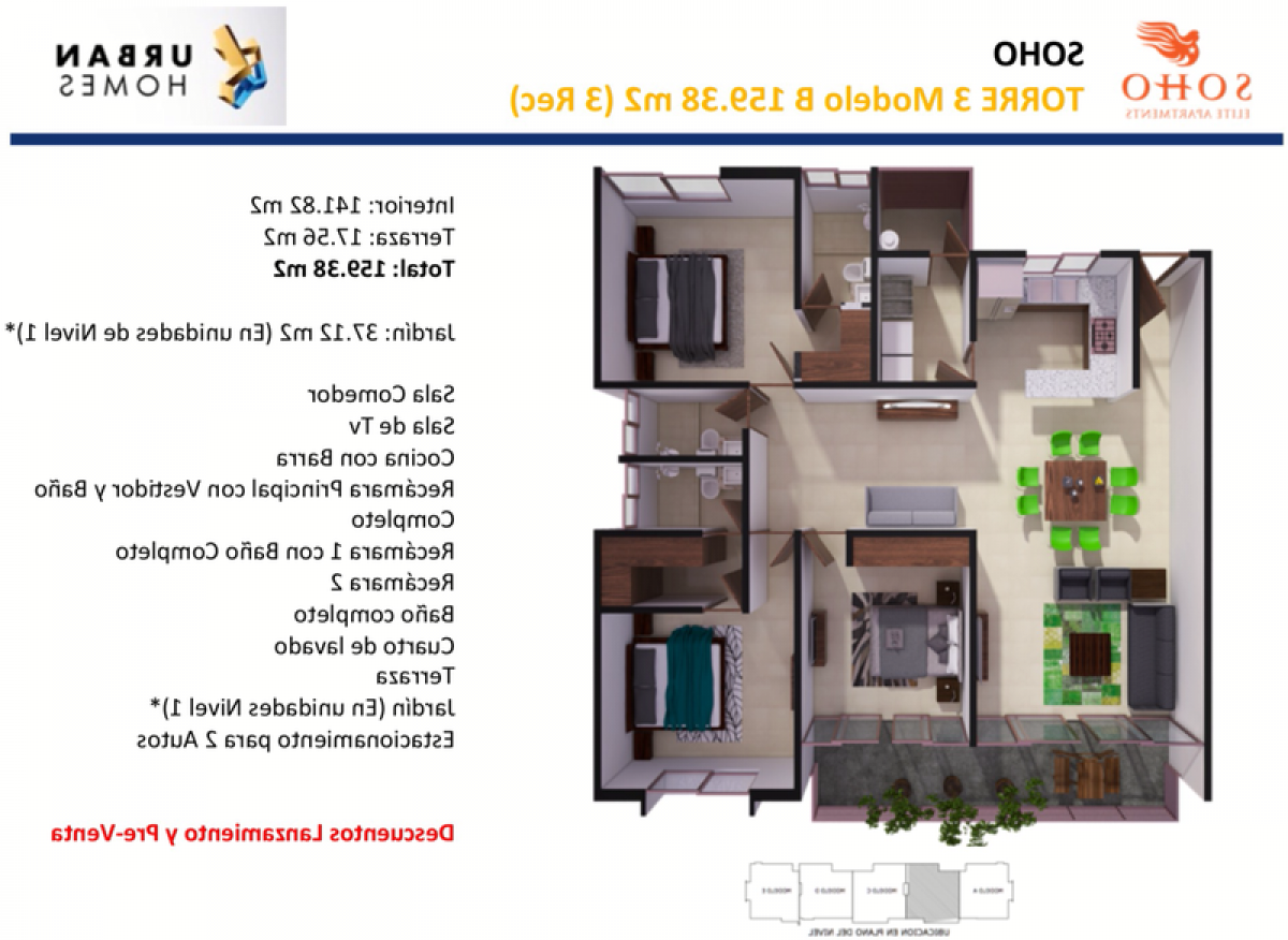 3 Schlafzimmer Wohnung in Mexico, Nr. 170841