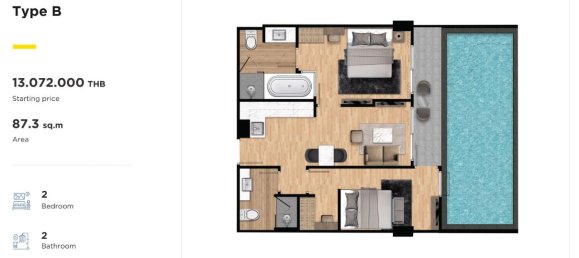 2 Schlafzimmer Eigentumswohnung in Phuket, Thailand, Nr. 29941 7