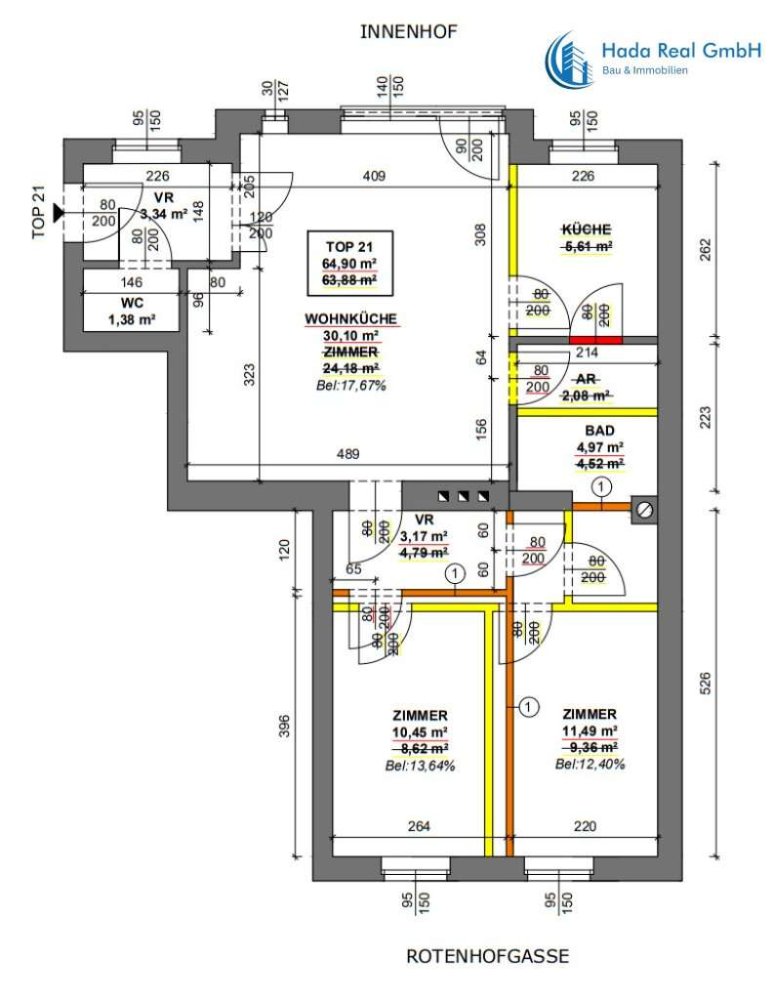 3 rooms Apartment in Favoriten, Austria No. 100499