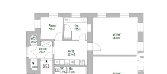 Квартира с 2 комнатами в Зиммеринг, Австрия № 140649 16