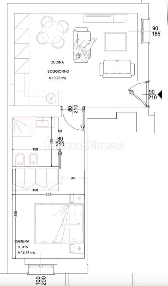 1 Schlafzimmer Wohnung in Milan, Italy, Nr. 315239