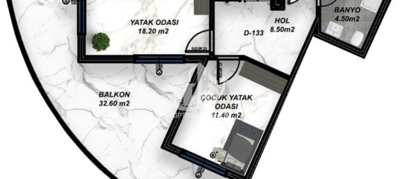 Квартира 1+1 в Газипаша, Турция № 7237 23