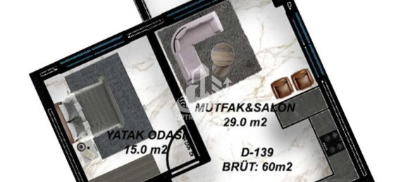 Квартира 1+1 в Газипаша, Турция № 7237 10