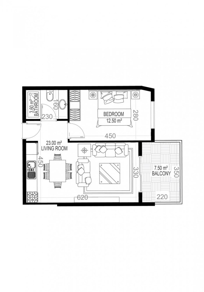 شقة 1+1 في Yekta Sungate Residence, Gazipasa, Turkey رقم 35434 1