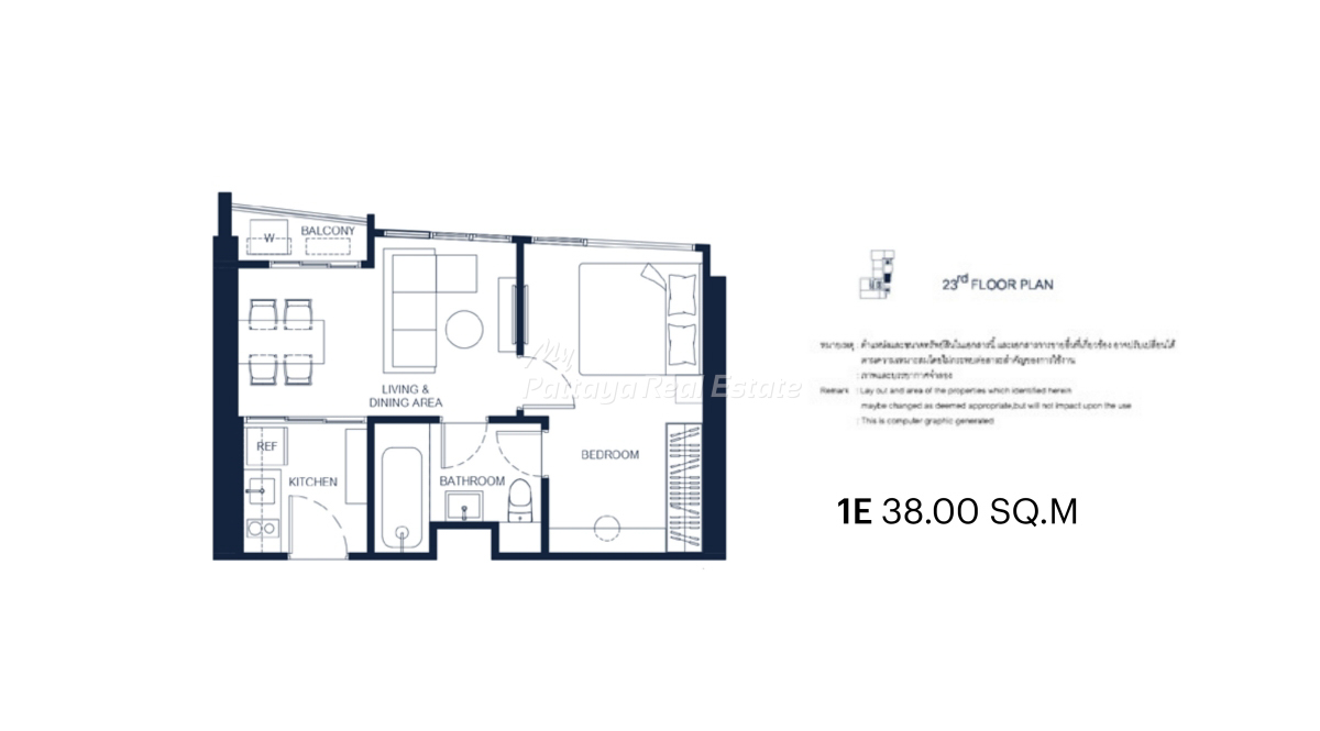 Apartamento com 1 quarto em condomínio em Pattaya, Thailand N.º 57801