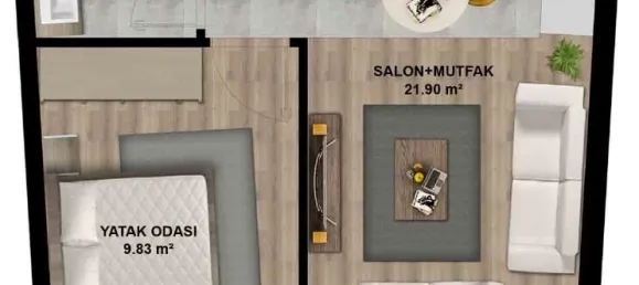 Квартира 1+1 в Аксу, Турция № 32702 24