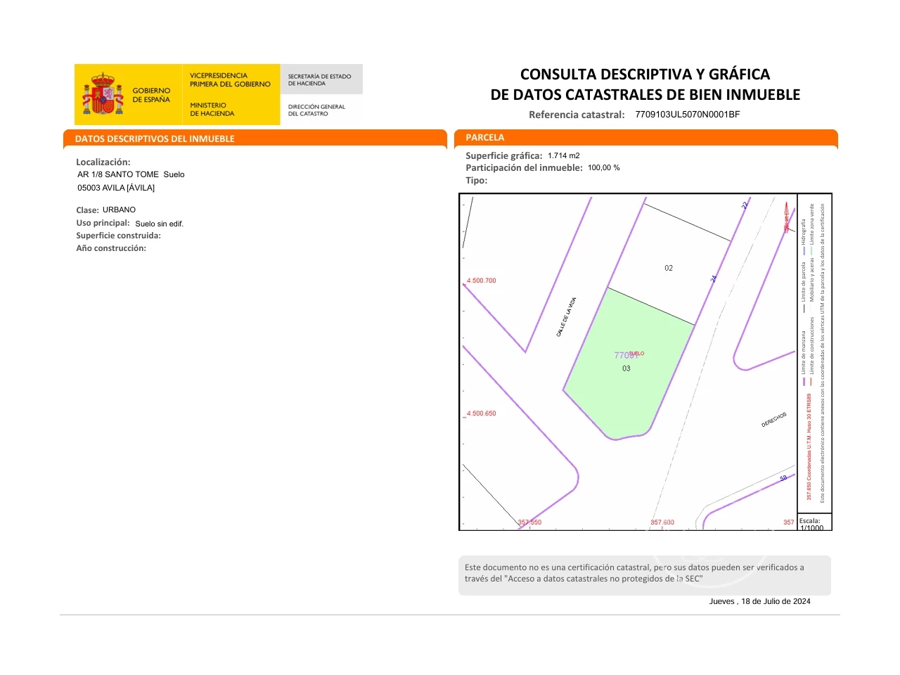 Terrain à Avila, Spain 1714m² No. 101481