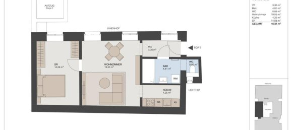 2غرفة شقة في Josefstadt, Austria رقم 57334 12