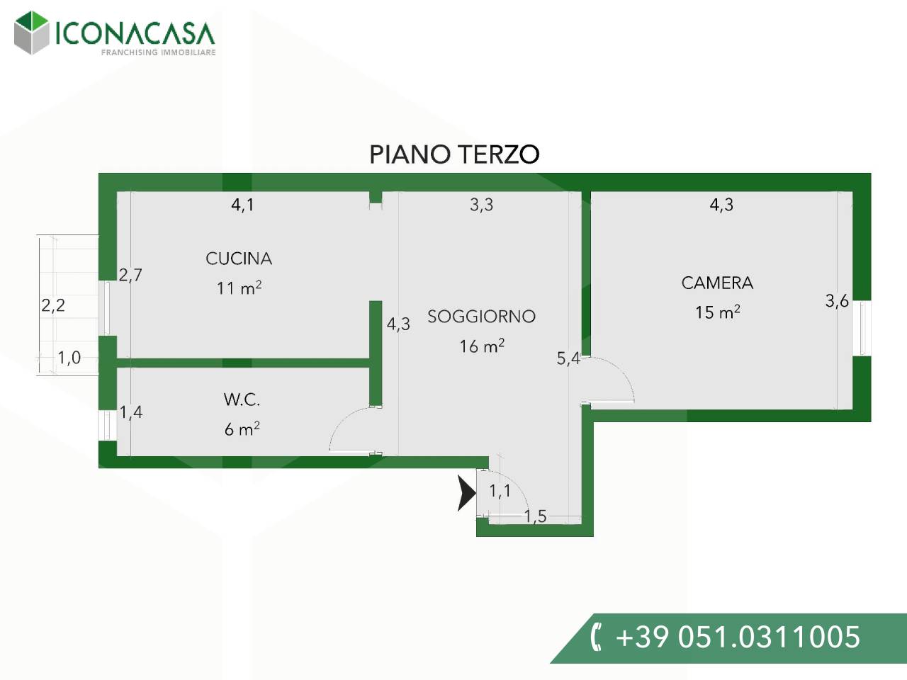 3 rooms Apartment in Bologna, Italy No. 31508