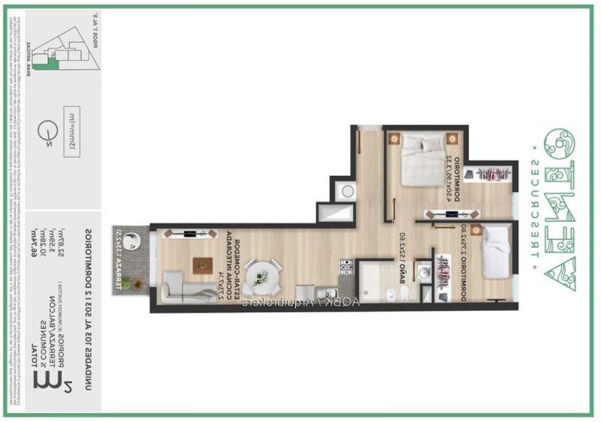 Apartamento de 2 dormitorios en Montevideo, Uruguay No. 6993