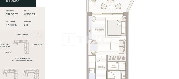 1 dormitorio apartamento en venta en Dubai, UAE № 186202 5