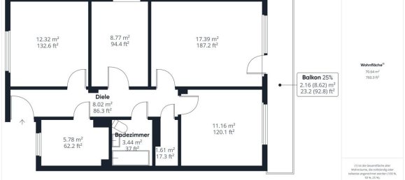 Квартира с 3 спальнями в Вюрцбург, Германия № 270232 18