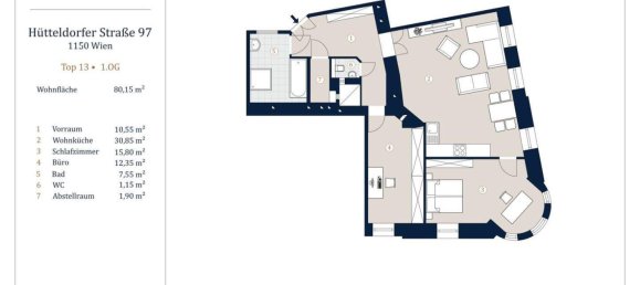 Apartamento de 3 divisões em Rudolfsheim-Funfhaus, Austria N.º 152715 5