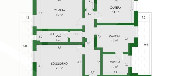 Квартира с 3 комнатами в Мольфетта, Италия № 32449 25