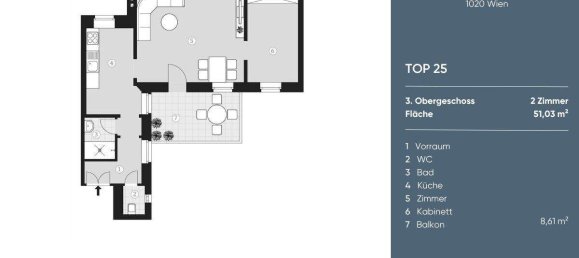 Квартира с 2 комнатами в Леопольдштадт, Австрия № 196183 12