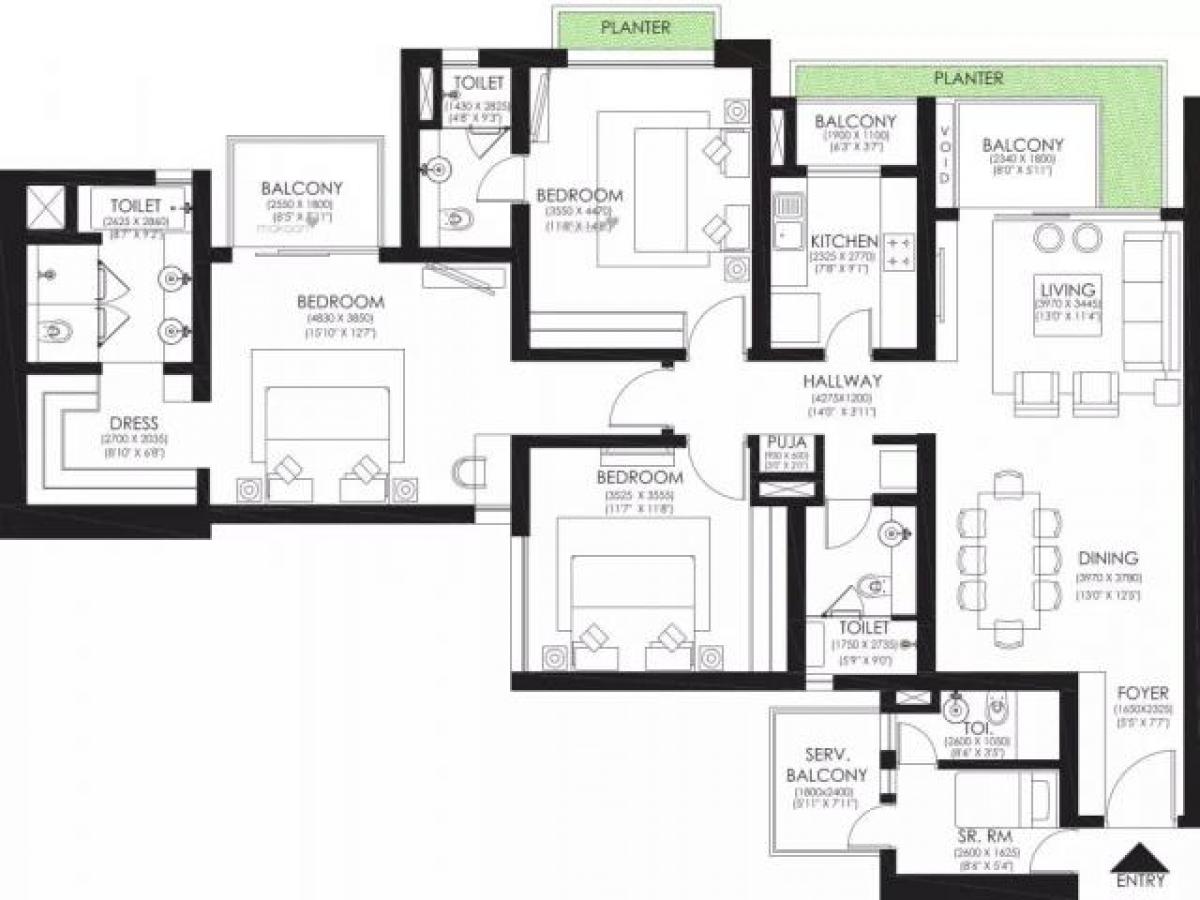 3 غرف نوم منزل في Gurgaon, India رقم 4448