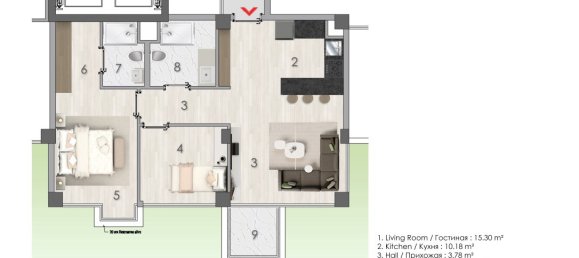Apartamento de 2 divisões em Kargicak, Turkey N.º 22209 11