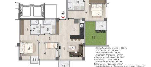 Apartamento de 2 divisões em Kargicak, Turkey N.º 22209 10