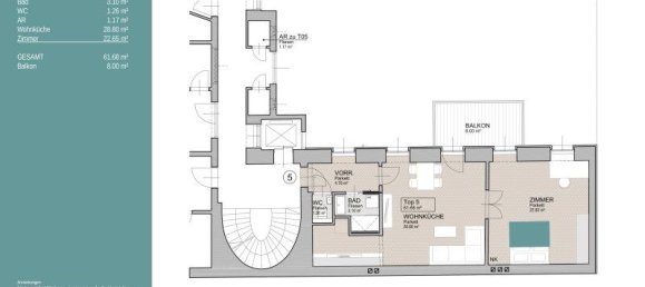 2-salle Appartement à Leopoldstadt, Austria No. 261885 10