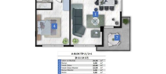 2 rooms Apartment in Kargicak, Turkey No. 10204 25