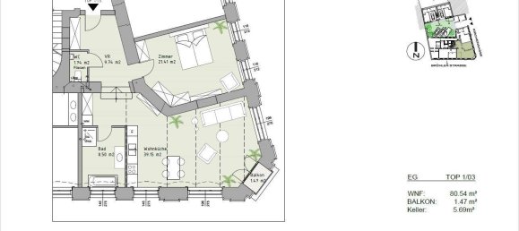 Квартира с 2 комнатами в Мёдлинг, Австрия № 205532 9
