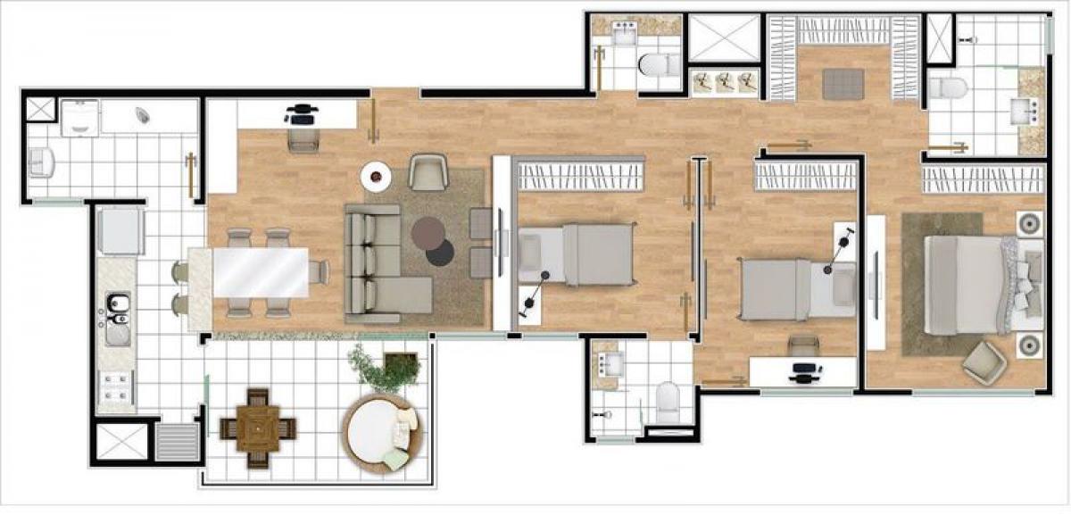 Apartamento de 3 dormitorios en Curitiba, Brazil No. 442356