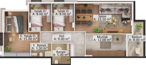 Квартира 3+1 в Мугла, Турция № 33428 10