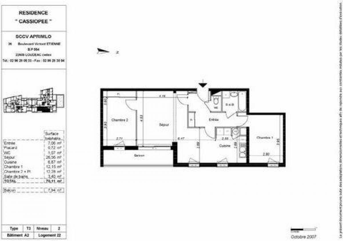 2 Schlafzimmer Eigentumswohnung in Loudeac, France, Nr. 36398