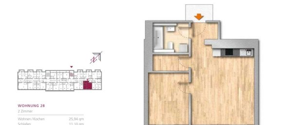 Квартира с 2 комнатами в Бух, Германия № 110906 12