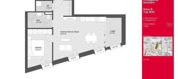 2 rooms Apartment in Dornbirn, Austria No. 144221 4